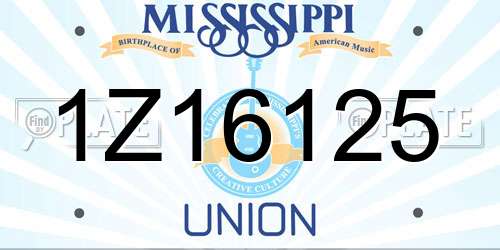 1Z16125 Mississippi License Plate