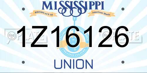 1Z16126 Mississippi License Plate