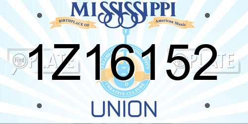 1Z16152 Mississippi License Plate