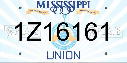 1Z16161 Mississippi License Plate