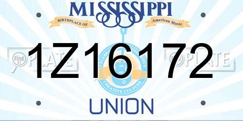 1Z16172 Mississippi License Plate