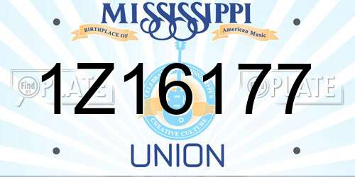 1Z16177 Mississippi License Plate
