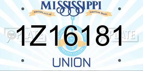 1Z16181 Mississippi License Plate