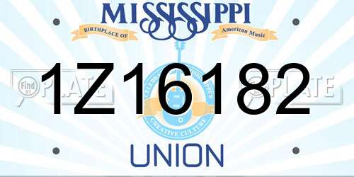 1Z16182 Mississippi License Plate