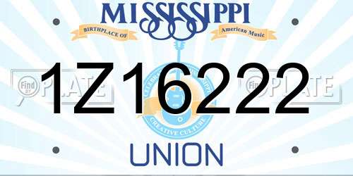 1Z16222 Mississippi License Plate