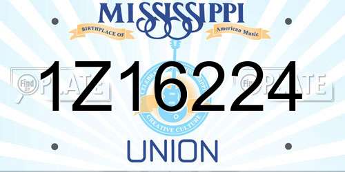 1Z16224 Mississippi License Plate