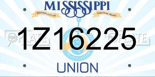 1Z16225 Mississippi License Plate