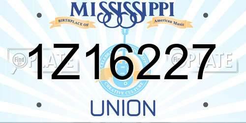 1Z16227 Mississippi License Plate