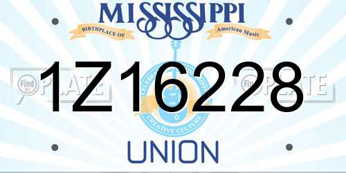 1Z16228 Mississippi License Plate