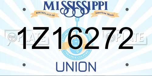 1Z16272 Mississippi License Plate
