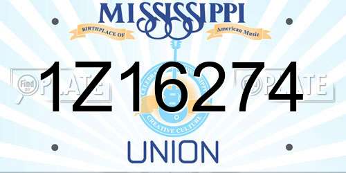 1Z16274 Mississippi License Plate