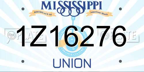 1Z16276 Mississippi License Plate