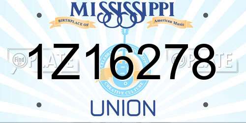 1Z16278 Mississippi License Plate