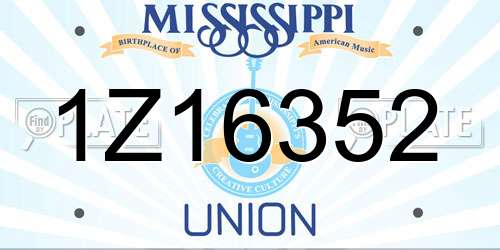 1Z16352 Mississippi License Plate