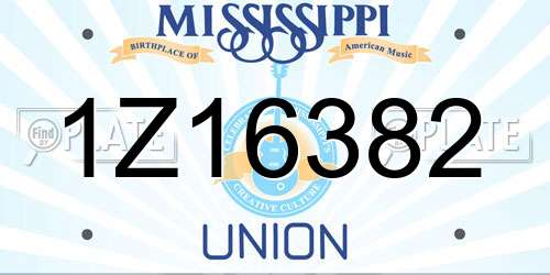 1Z16382 Mississippi License Plate