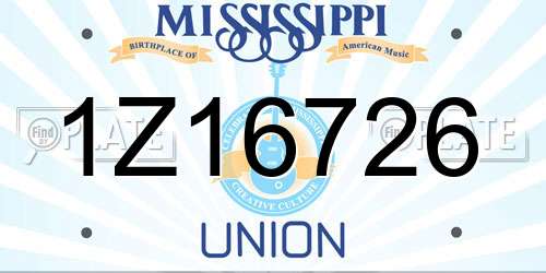 1Z16726 Mississippi License Plate