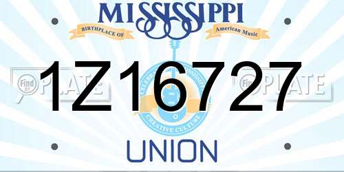 1Z16727 Mississippi License Plate