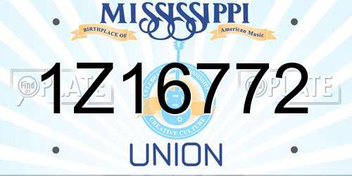 1Z16772 Mississippi License Plate