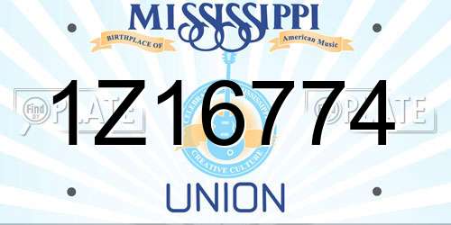 1Z16774 Mississippi License Plate