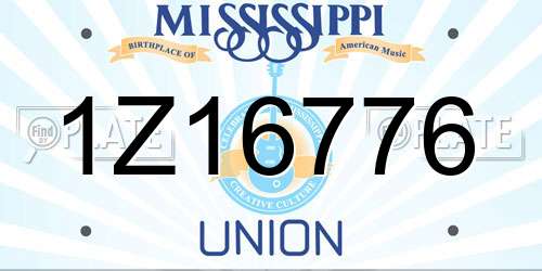 1Z16776 Mississippi License Plate