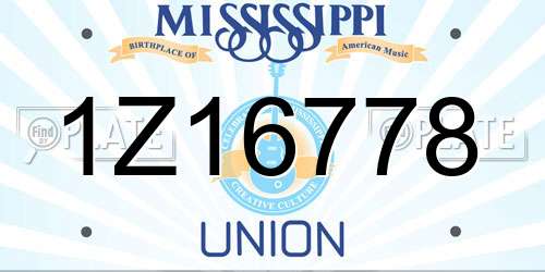 1Z16778 Mississippi License Plate