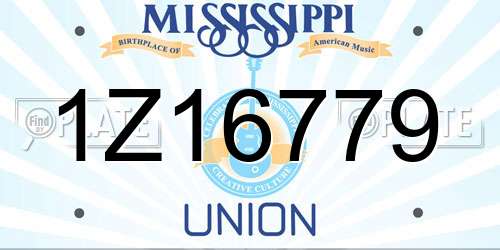 1Z16779 Mississippi License Plate