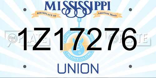 1Z17276 Mississippi License Plate
