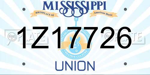 1Z17726 Mississippi License Plate