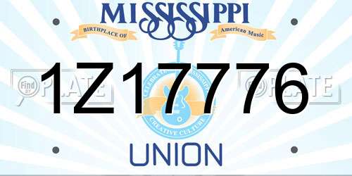 1Z17776 Mississippi License Plate
