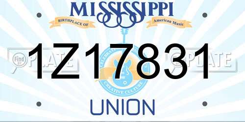 1Z17831 Mississippi License Plate