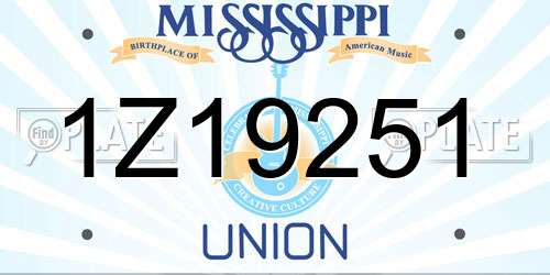 1Z19251 Mississippi License Plate