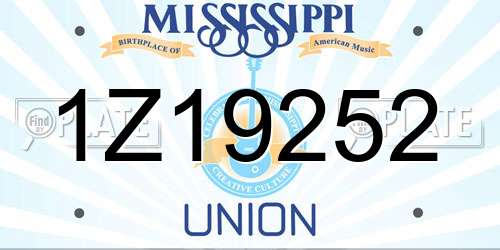 1Z19252 Mississippi License Plate