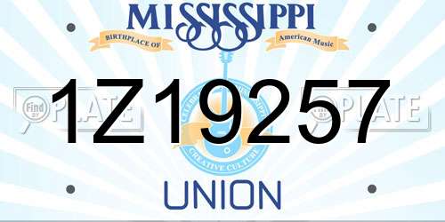 1Z19257 Mississippi License Plate