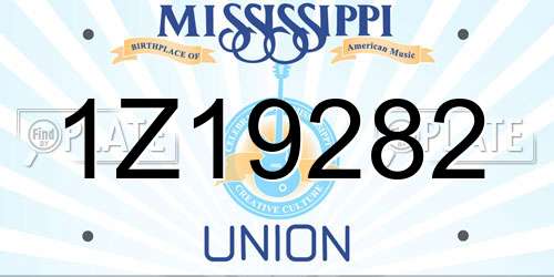 1Z19282 Mississippi License Plate