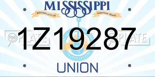 1Z19287 Mississippi License Plate