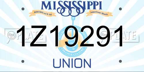 1Z19291 Mississippi License Plate