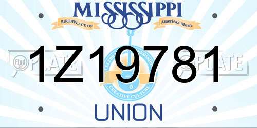 1Z19781 Mississippi License Plate