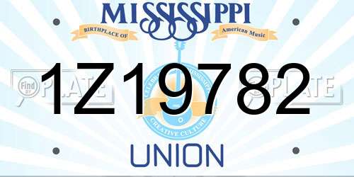1Z19782 Mississippi License Plate