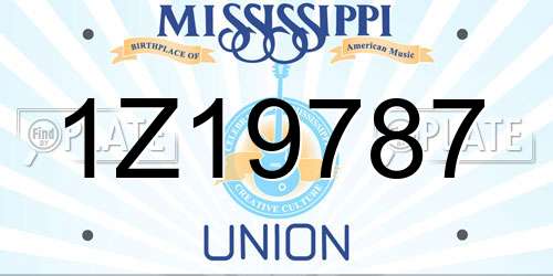 1Z19787 Mississippi License Plate