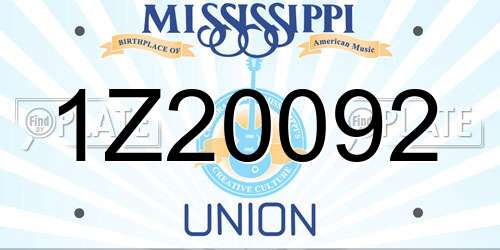 1Z20092 Mississippi License Plate