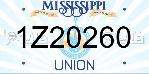 1Z20260 Mississippi License Plate