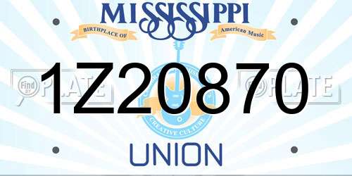 1Z20870 Mississippi License Plate