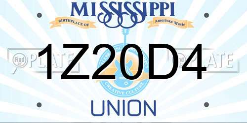 1Z20D4 Mississippi License Plate