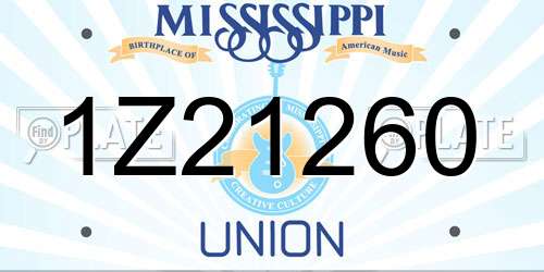 1Z21260 Mississippi License Plate