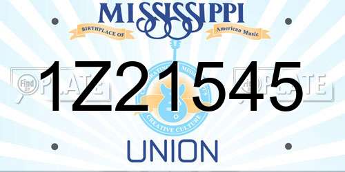 1Z21545 Mississippi License Plate