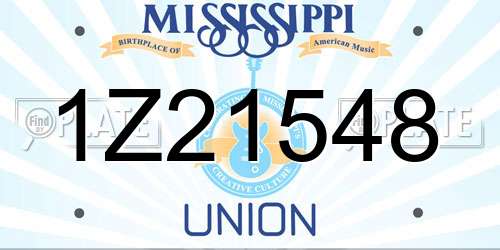 1Z21548 Mississippi License Plate