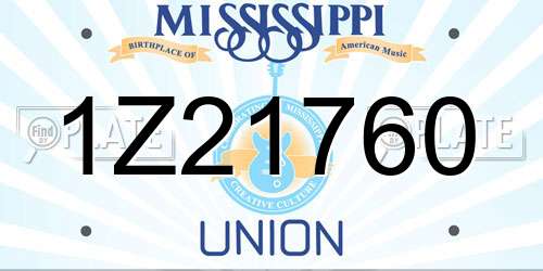 1Z21760 Mississippi License Plate