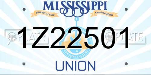 1Z22501 Mississippi License Plate