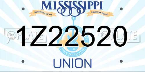 1Z22520 Mississippi License Plate