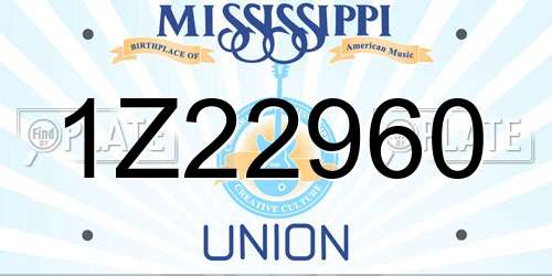 1Z22960 Mississippi License Plate